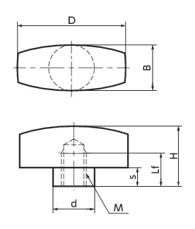 KNWFS翼形不锈钢旋钮寸法図