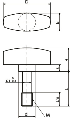 KNWMS-SC防脱落翼形不锈钢旋钮寸法図