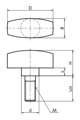 KNWMS翼形不锈钢旋钮寸法図