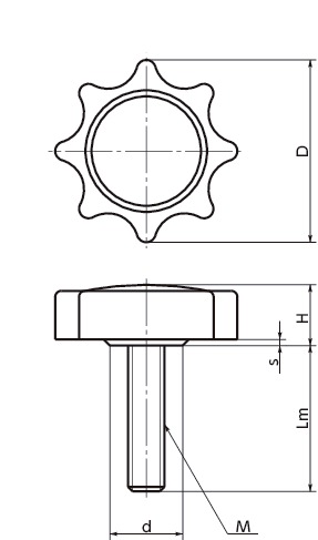KP菊花形旋钮寸法図