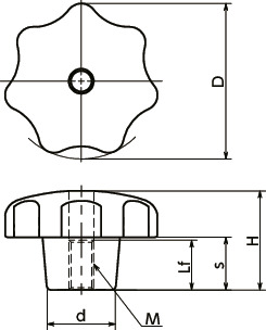 KSF-K七角形旋钮寸法図