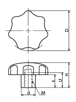 KSF七角形旋钮寸法図