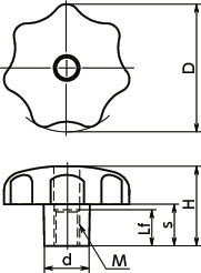 KSFA-K-MT七角形旋钮寸法図