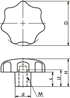 KSFA-M-HP七角形旋钮寸法図