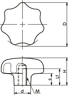 KSFS-M-A4-HP七角形旋钮寸法図