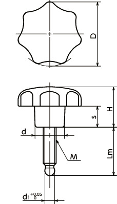 KSGMS七角形旋钮寸法図