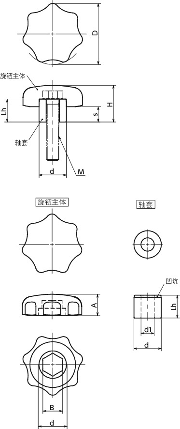 KSKA金属超级旋钮寸法図