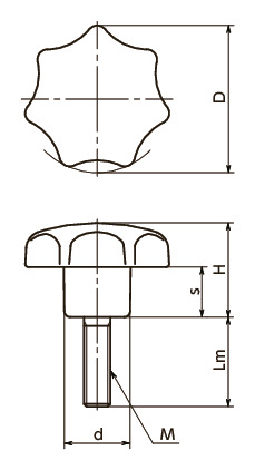 KSM-PF七角形旋钮寸法図