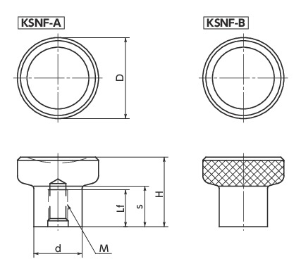 KSNF小型金属旋钮寸法図