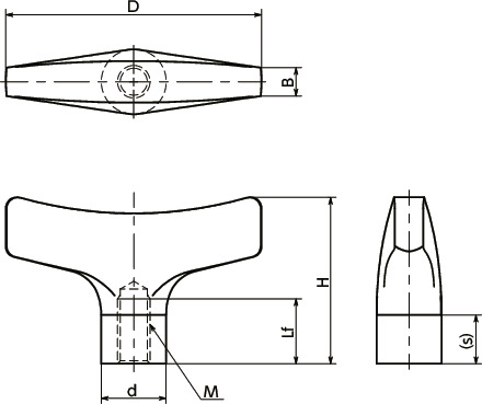 KTEFS-A4-HP不锈钢T形旋钮寸法図