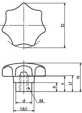 KTF七角形旋钮寸法図