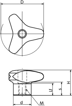 KTLFS-K-NI三瓣旋钮寸法図