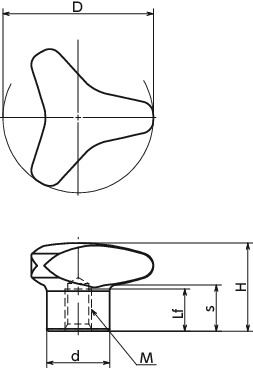 KTLFS-M-A4三瓣旋钮寸法図