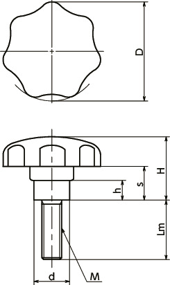 KTMS七角形旋钮寸法図