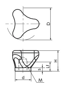 KUDF塑料微型旋钮寸法図