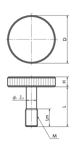 KUM-SC防脱落滚花旋钮寸法図