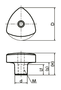 KYTS-K三角形旋钮寸法図