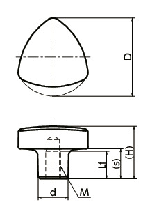 KYTS-M三角形旋钮寸法図