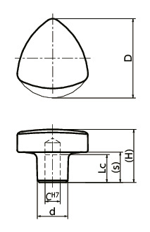 KYTS-R三角形旋钮寸法図