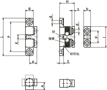 BAC球形门扣寸法図