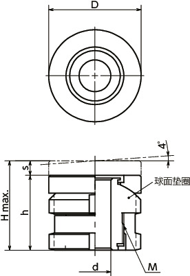 FLSC调平组件 - 球面垫圈机构型寸法図