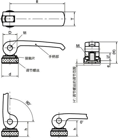 LWAFS-ANI凸轮手柄（内螺纹） - 调节型 - 全不锈钢制寸法図