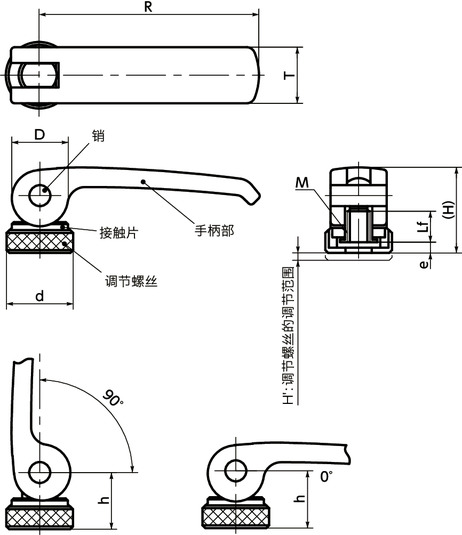 LWAFS凸轮手柄（内螺纹） - 调节型寸法図