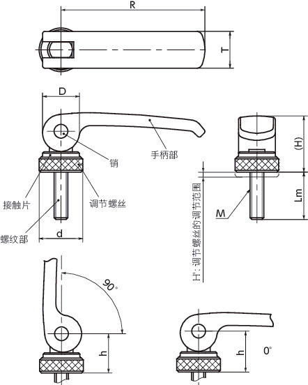 LWAM-AST凸轮手柄（外螺纹） - 调节型 - 钢制寸法図