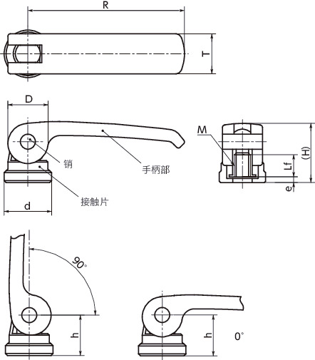 LWBF-ST凸轮手柄（内螺纹） - 固定型寸法図