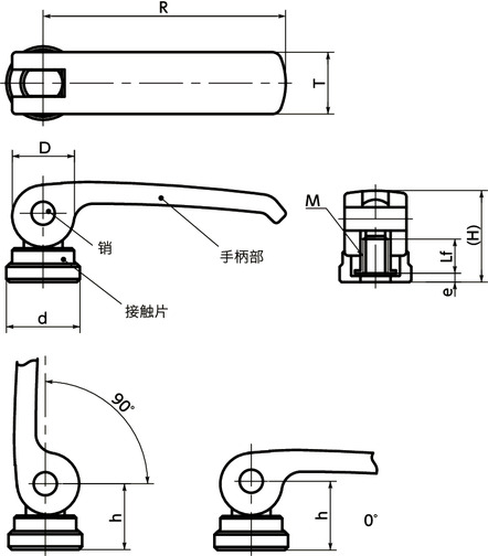 LWBFS-ANI凸轮手柄（内螺纹） - 固定型 - 全不锈钢制寸法図