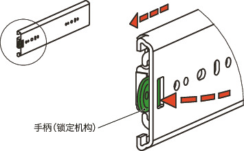 TSCC-M滑轨 - 三段抽拉 - 带关闭锁定机构