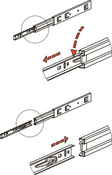TSDA滑轨 - 三段抽拉 - 带拆装功能