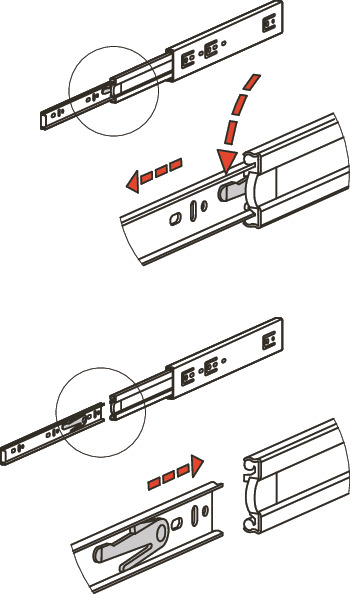 TSDB滑轨 - 三段抽拉 - 带拆装功能