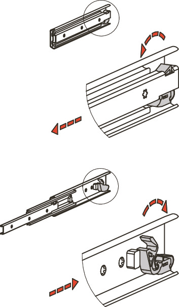 TSEB滑轨 - 三段抽拉 - 带自关闭机构