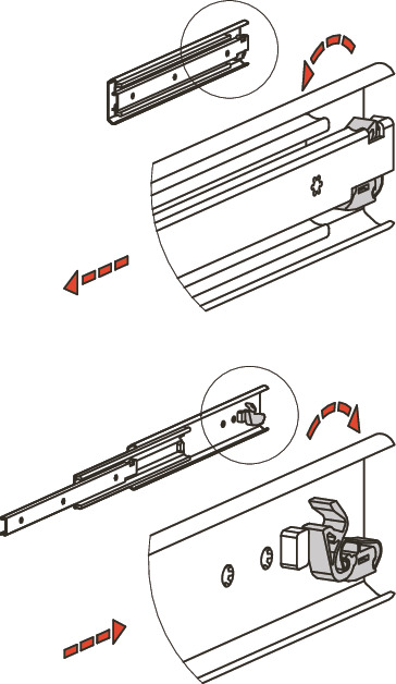 TSEC滑轨 - 三段抽拉 - 带自关闭机构