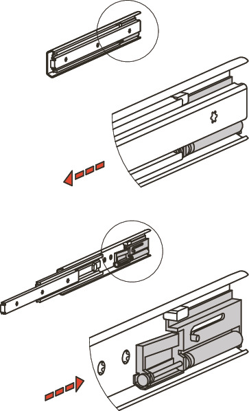 TSFB滑轨 - 三段抽拉 - 带自关闭＆软关闭机构