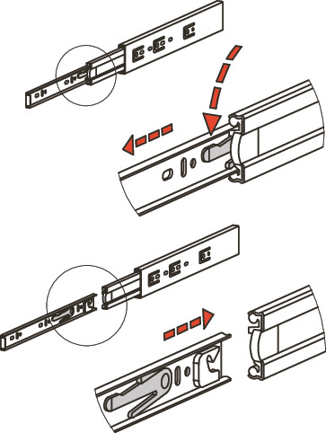 TSG滑轨 - 三段抽拉 - 带顶压开启机构 - 带拆装功能