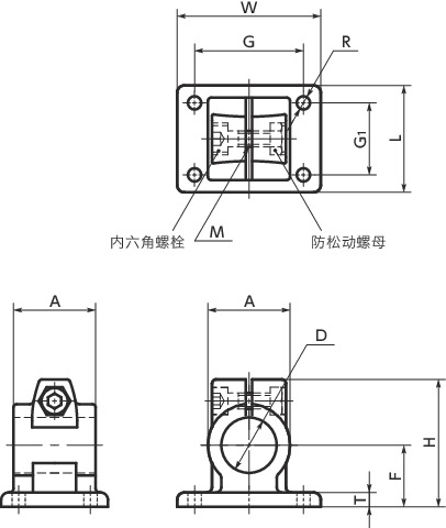 GN146管接头 - 法兰寸法図