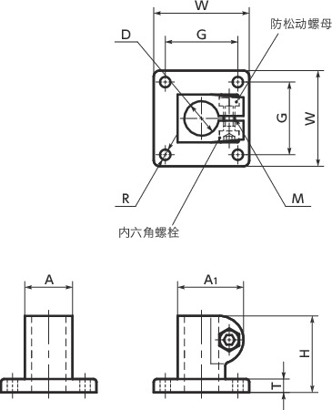 GN162-SW管接头 - 底座寸法図
