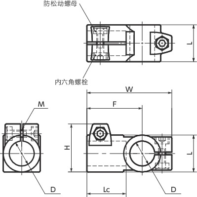 GN192管接头 - T形交叉寸法図