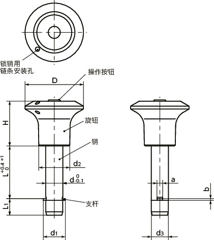 PCPLS-NI锁销 - 旋钮型寸法図