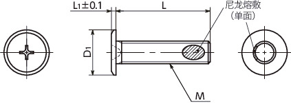 SEQ-TBZ-ALK十字槽超极短头螺栓（带尼龙熔敷）寸法図