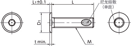 SET-BNI-ALK梅花槽超级短头螺栓（带尼龙熔敷）寸法図