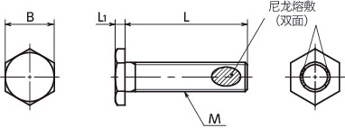 SNHS-LH-ALK极短头六角螺栓（带尼龙熔敷）寸法図