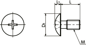 SNMS-UC十字槽伞头小螺钉（薄板固定用）寸法図