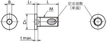 SSH-ALK内六角极短头螺栓（带尼龙熔敷）寸法図