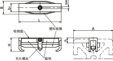 JPM-ND铝型材用磁铁寸法図