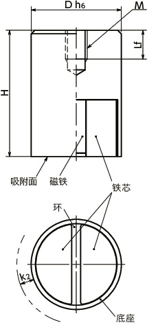 JSSF-ND带座磁铁寸法図