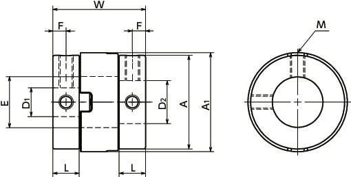MOC挠性联轴器 - 十字滑块型 - 定位螺丝固定型寸法図