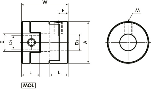 MOL挠性联轴器 - 十字滑块型 - 定位螺丝固定型寸法図
